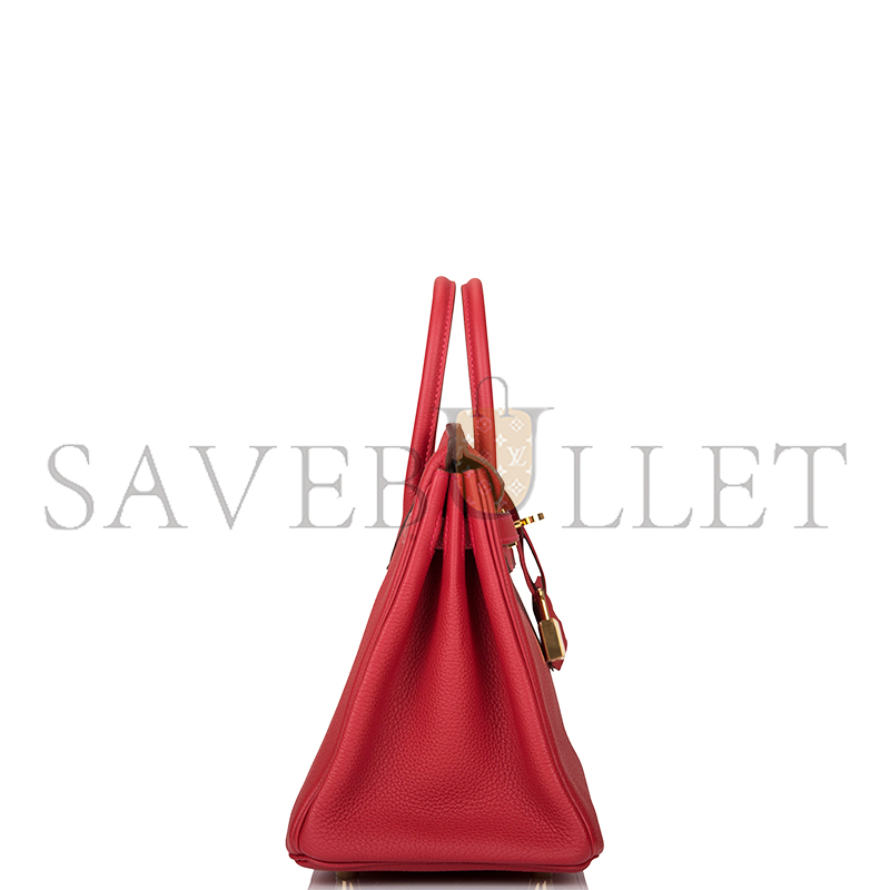 H**mes birkin 25 togo rouge casaque gold hardware (25*20*13cm)